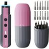 Katerk Mini Cacciavite Elettrico, Mini Avvitatore a Batteria con 12 Punte, Punte in Acciaio S2,1500 mAh, Luce LED, Set Cacciaviti Precisione per Laptop, Occhiali, Orologi e Riparazioni (Rosa)