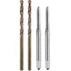 QUARKZMAN Set di Punte e Maschi per Filettare Non Rivestiti/Giallo Tostato | 2pz Maschi Filettatori a Flauto Dritto UNC 6-32, 2pz Punte da Trapano a Spirale da 2.6mm, HSS-6542/M35 HSS-CO