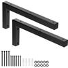 QWORK® Staffe per Mensole 35x15 cm in Metallo Nero - Supporti Pesanti a L per Lavabo da Appoggio, Soggiorno e Camera - Reggimensole Industriali in Acciaio Rinforzato, Set da 2 Pezzi
