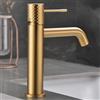 NOLUXA IMEX - Rubinetto Lavabo Dorato | Rubinetto Bagno Monocomando Acqua Fredda/Calda | Rubinetto Bocca Bassa in Ottone | Risparmio Idrico, Facile Installazione | Serie Genova | Colore Oro Spazzolato