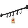 Intirilife appendiabiti per la cucina in acciaio inox con 5 ganci mobili da forare - 35.8 x 3.4 x 2.2 cm - ringhiera cucina gancio porta utensili cucina asta porta bicchieri da parete