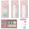 WeddHuis 660 Pezzi Segnapagina Adesivi 4 Stili Etichette Adesive Scrivibili Colorate con Righello per Segnalibri e Archiviazione (Rosa)