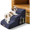 Zvonema Scaletta per cani di piccola taglia, 3 gradini, 60 x 40 x 40 cm, blu | Rampa per cani con rivestimento rimovibile e lavabile, antiscivolo, in spugna, per letto, divano, divano e auto