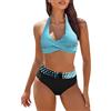 riou 2024 Set Bikini Donna Push Up Sexy Stampa Floreale Set Costume Da Bagno Boemo Diviso Costumi Da Bagno Riduttori Reggiseno Top Biancheria Da Bagno Estate Viaggi Spiaggia Vikini, blu, 4XL