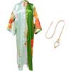 CRFASIBE Copricostume Lungo da Donna, Kimono Bohémien con Cintura, Caftano da Spiaggia Elegante, Ideale Come Copertura Bikini(Stile B)