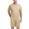 Midiskye Pigiama corto da uomo, set da due pezzi, estivo, in bambù, a maniche corte, con scollo rotondo, per cosplay, travestimento, maglietta e pantaloni da notte, Khaki10, S