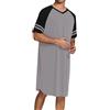 Enjyam Camicia Notte Uomo Pigiami Estivi Maglia Lunga da Notte Maniche Corte per Estate-Blu Scuro/XL
