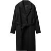 Generisch Cappotto invernale da uomo in lana lungo con colletto alto, cappotto invernale con cintura, windbreaker caldo, giacca di transizione spessa a tinta unita, comoda giacca termica, vestibilità