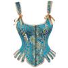 CABULE Top a corsetto con spalline Corsetto sexy Canotta vintage in broccato jacquard Lingerie Taglie forti Top gotico Busto Corsetto Donna-Blu-S
