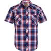 Coevals Club Camicia da uomo casual con bottoni a pressione, tinta unita, vestibilità normale, a maniche corte, facile da stirare, per il tempo libero, 15# blu a quadretti rossi, XXXXL