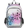 HMZXZ Zaino per la scuola con note musicali astratte zaino leggero per laptop zaino da viaggio per studenti zaino musicale con strisce riflettenti, Multi