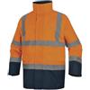 Deltaplus DELTA PLUS Parka HV Alta visibilità 5in1 100% poliestere CL3 cappuccio fisso maniche giacca staccabili SPEED - XL, Arancio Fluo-Blu Navy