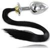Rouge Cuir - Butt Plug Rose Button Acciaio 40mm Coda di cavallo