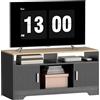 HOMCOM Porta TV panca TV in legno ampio spazio di archiviazione con 2 vani a giorno 2 armadi a sportello un armadio a giorno 105 x 40 x 52 cm effetto legno nero