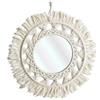 HOME DECO FACTORY, HD0216, Specchio da Parete D55 cm dal Design Boho Chic, Perfetto per Il Soggiorno o la Camera da Letto, Che unisce Eleganza e funzionalità, Facile da installare, Colore Beige