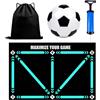 Tressify Tappetino per allenamento di calcio, 90 x 60 cm, con base in gomma antiscivolo, guide a punta di freccia, punti numerati, include palla in pelle sintetica, pompa, borsa
