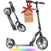 BELEEV V10 Monopattini bambini 2 Ruote Pieghevole con LED Illuminate Deck, Ruote Grandi 230mm, 5 Altezza Regolabile, Cinghia di Trasporto Big Wheels City Scooter per 6+ Bambini e adulti fino 100 kg