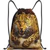 Generic Leopard Zaini Sportivi alla Leggero Borsa con Coulisse Impermeabile Sacca Zainetto per Vacanze Scuola All'Aperto 39X46Cm