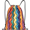 Generic Rainbow Wave Stripes Zaino da Palestra Coulisse Traspirante Borsa Sportiva Unisex Sacca Sportiva per All'Aperto Escursionismo Ginnastica 39X46Cm
