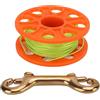 Gucagle Mulinello per immersione Mulinello per immersione con gancio a doppia estremità 30 m Linea verde fluorescente per sport subacquei Plastica arancione Rame 7,7x7,7x3,2 cm 109 g