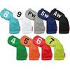Wswqop 10 Pezzi Copritesta per da, P, S, a, X Copritesta per Mazza da Golf con Numero Ricamato, Colorato, 19 cm x 6 cm x 3 cm