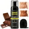 Waymaytecy 150 ml Schiuma Autoabbronzante,Colore Cioccolato Fondente Borrador Autobronceador,Di Mousse Abbronzante Senza Sole,Con Guanto Applicazione,Autoabbronzante in Mousse per Hommes et Femmes Pelli Scure