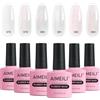 AIMEILI Shimmer Rubber Base Gel Kit Smalto Semipermanente Nudo per Unghie in Gel Soak Off UV LED Nail Gel Polish Set 52, 6x10ml