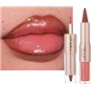 Beliky Girl Matita labbra e rossetto 2 in 1 a doppia punta, rossetto liquido idratante volumizzante glitter luccicanti, matita labbra Velvet a lunga tenuta e altamente pigmentata, trucco labbra versatile (#04)