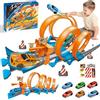 Ulikey Pista da Corsa Bambino, Pista Macchinine Giocattolo con 3 Anelli e 6 Veicoli A Motore, 76 Pezzi Pistas da Corsa Macchinine Flessibile con Luci e Suono, Regalo per Bambino Bambina 3+ Anni