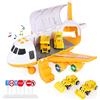SHANNA Aerei Giocattolo Bambini, Aeroplano A Inerzia con Set di Giocattoli Educativi per Veicoli, 1 Aereo Grandi Dimensioni, 4 Auto in Lega Ragazzo Ragazze Regalo (Veicoli Costruzione-Giallo)