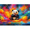 Ulmer Puzzleschmiede - Puzzle 1000 pezzi The Dreaming Panda - Nuvole di colore spruzzano intorno al bambino che ride - Un sogno di giocare - Qualità Made in Germany