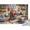 RMMERPCVREFE Elderly Woman Cooking Puzzle 1000 Pezzi Carta per Adulti Scena di Cucina Divertente Gioco di Puzzle 1000 Pezzi Regalo Famiglia 38x26cm/1000pcs