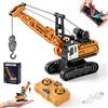 LTFIOON Mini Gru Telecomandata, 1:64 Gru RC con App e Telecomando 2,4 GHz, Mini Gru Cingolata con Braccio Telescopico - Gru Giocattolo per Bambini da 3 4 5 6 7 anni