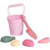 Flamingueo Set Secchiello e Paletta - Giocattoli da Spiaggia Per Bambini - 4 Stampini Inclusi - Borsa da Trasporto - SIlicone - Rosa