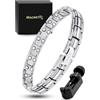 MagnetRX® Bracciale Magnetico Donna - Bracciale Magnetico Terapeutico da Donna ad Alta Potenza - Braccialetto in Titanio Regolabile con Regola Cinturino Incluso (Argento).