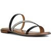 Geox D Sozy Plus A, Sandali Piatti, Nero/Argento, 41 EU