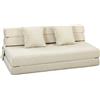 HOMCOM Divano Letto Pieghevole 2 in 1, Poltrona a 2 Posti Convertibile in Velluto a Coste con Cuscino e Tasche Laterali, Crema | Aosom Italy