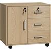 HOMCOM Cassettiera da Ufficio, Mobile Contenitore Richiudibile con 3 Cassetti, Ripiano Regolabile e Ruote, 40x60x56 cm, Marrone Chiaro | Aosom Italy