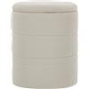 HOMCOM Pouf Contenitore in Ciniglia con Coperchio, Sgabello Rotondo per Soggiorno e Camera, Beige | Aosom Italy