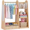 VEVOR Armadio Piccolo con Specchio per Bambini, con Ripiani e Contenitore Inferiore, Appendiabiti Guardaroba Organizer per Vestitini, per Cameretta Camera da Letto Organizzazione Costumi Giocattoli