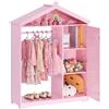 VEVOR Armadio per Bambini con Specchio per Cameretta, Guardaroba per Bambini Colore Rosa, Appendiabiti Organizer per Costumi Giochi di Ruolo da Divertimento, per Giochi Travestimenti Camera da Letto
