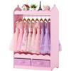VEVOR Armadio con Specchio per Bambini Colore Rosa, Guardaroba Piccolo per Costumi con Cassetto, Appendiabiti per Bambini con Cassettiera per Giocattoli di Ruolo, per Costumi Camera da Letto Cameretta