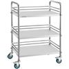 VEVOR Carrello da Laboratorio in Acciaio Inox a 3 Livelli con Ruote Bloccabili, Carrello per Servizio Medico, Vassoio per Clinica, Vassoio di Stoccaggio Mobile per Impieghi Gravosi per Ospedale