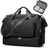 SEAFEW Borsone da Viaggio Extra Grande 45L, Bagaglio a Mano Borsa da Viaggio con Scomparto per le Scarpe, Borsa Sportiva Borsone da Palestra da Weekend,G01-Nero
