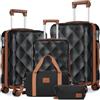 Sea choice Set di Valigie Rigide 5 pezzi ABS Borse da Viaggio Trolley con Lucchetto TSA Bagaglio a mano S+M+L con 4 Ruote a 360° con 1 Borsa da Viaggio e 1 Trousse da Toilette