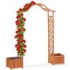 relaxdays Arco in Legno per Rose, Decorazione da Giardino, 2 Cassette per Piante, Resistente, 209x181x60, Arancione