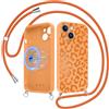 Krdvekm Magnetica Custodia per iPhone 13 6,1 con Cordino, Compatibile con MagSafe Aesthetic Leopardata Primavera Estate Disegni Silicone Cover Femmina Protezione Collana Cellulare Case, Arancione