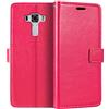 Shantime Custodia Portafoglio in Pelle PU Compatibile con Asus Zenfone 3 Laser ZC551KL, Cover con Chiusura Magnetica, Tasche per Carte e Funzione Stand (Rosso rosa)