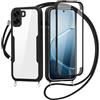 FERLAN Cover per Oppo A6X 5G/Oppo A6X 4G con Cordino, 360 Gradi Antiurto Custodia con Protezione Schermo Integrata Trasparente Rugged TPU Bumper Doppia Protettiva Cover per Oppo A6X 5G/Oppo A6X 4G -Nero