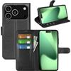 JIUNINE Cover per iPhone 17 Pro, Custodia Portafoglio Libro in Pelle Sintetica Antiurto Cover Flip Case con [Carta Fessura] [Supporto Stand] [Fibbia Magnetica], Nero